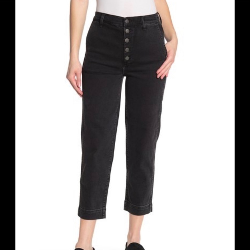 MADEWELL Black High Waist Button Fly Crop Jeans 25